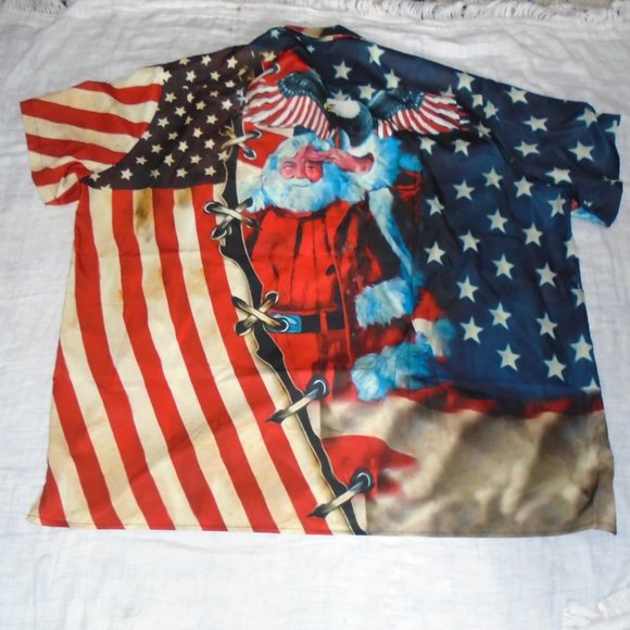 Hawaiian Shirts Vacation Is A State Of Mind Patriotic Santa Claus Size 4XL - Picture 3 of 3